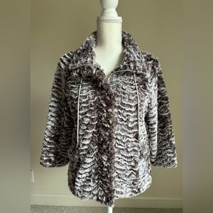 $12! TUMBLEWEED Gray Faux Fur Bell Sleeve Jacket Sz L